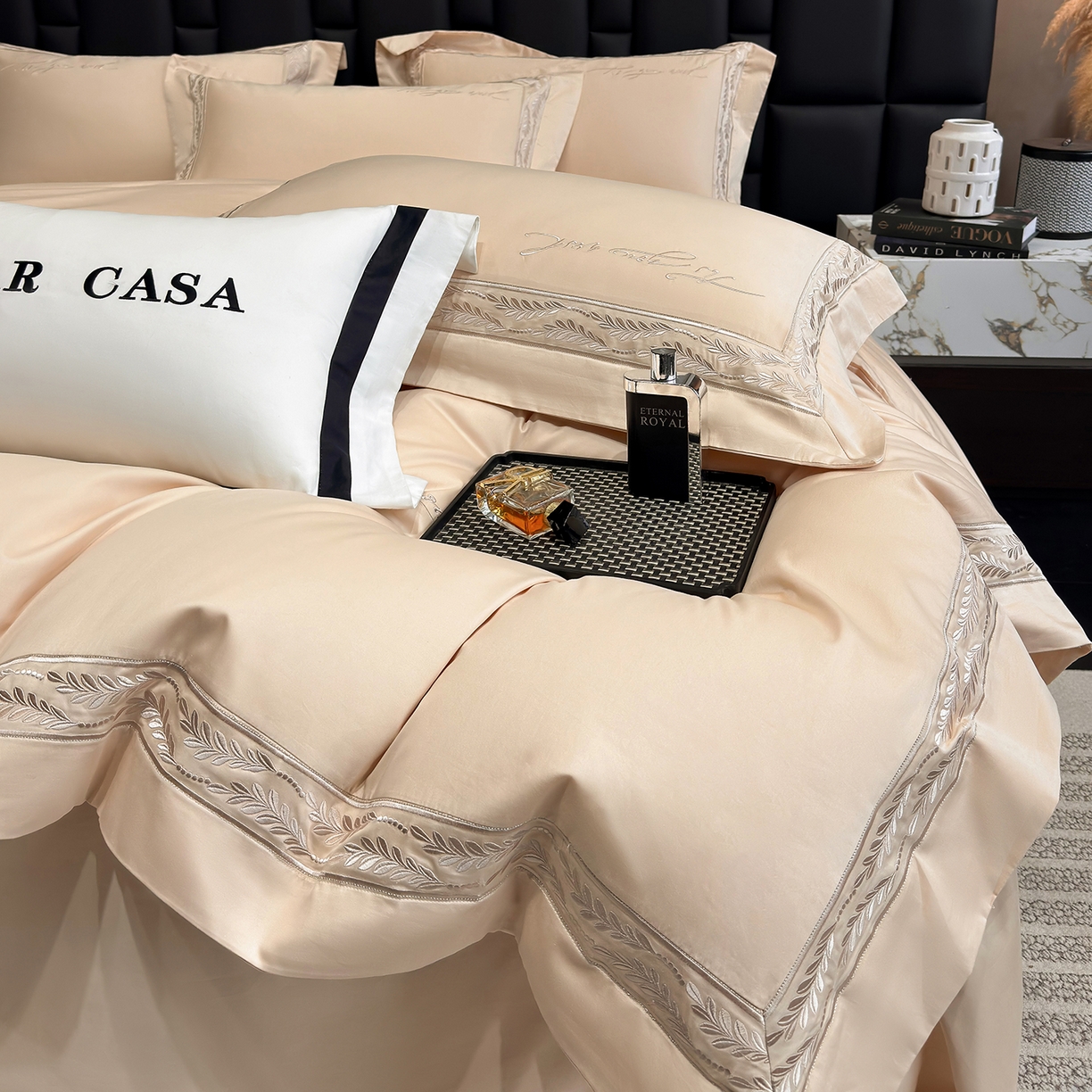 91家纺网 家纺一手货源 找家纺 星蕴家纺 2025新款贡缎长绒棉四件套-路易 路易-香槟金