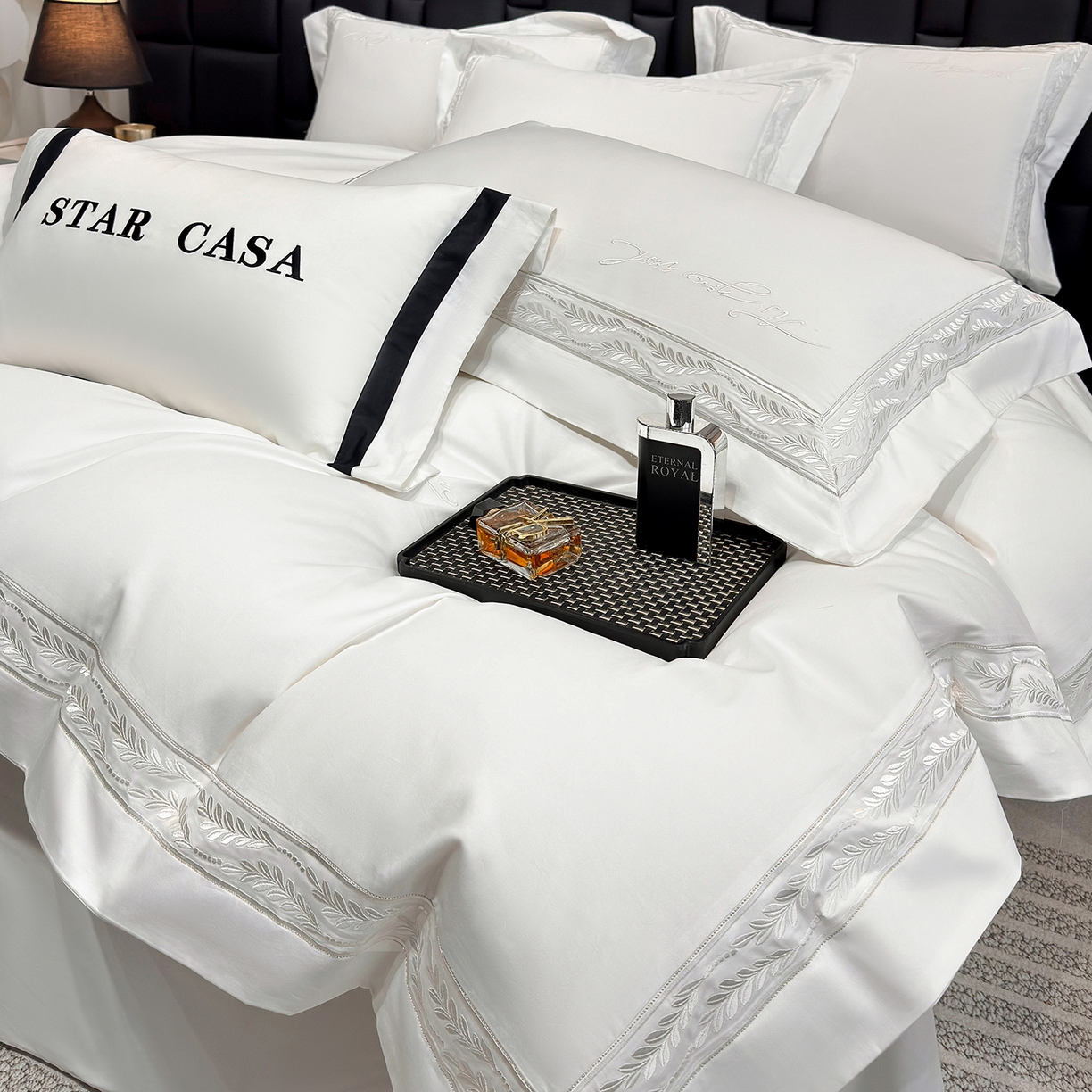 91家纺网 家纺一手货源 找家纺 星蕴家纺 2025新款贡缎长绒棉四件套-路易 路易-皓月白