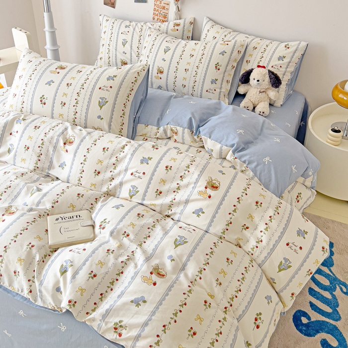 西引力 2025新款全棉卡通印花四件套 草莓圆