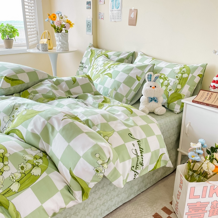 91家纺网 家纺一手货源 找家纺 西引力 2025新款全棉卡通印花四件套 铃兰花