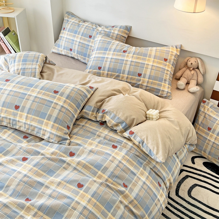 91家纺网 家纺一手货源 找家纺 西引力 2025新款全棉卡通印花四件套 律动蓝