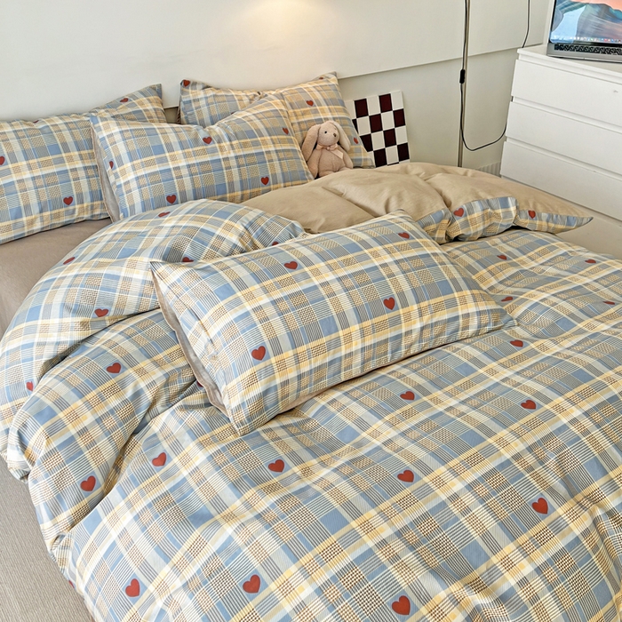 91家纺网 家纺一手货源 找家纺 西引力 2025新款全棉卡通印花四件套 律动蓝