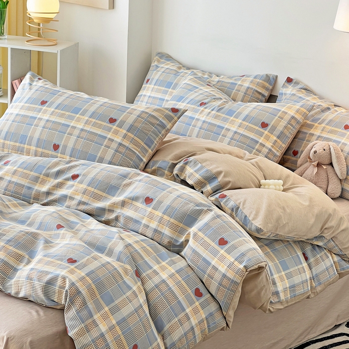 91家纺网 家纺一手货源 找家纺 西引力 2025新款全棉卡通印花四件套 律动蓝