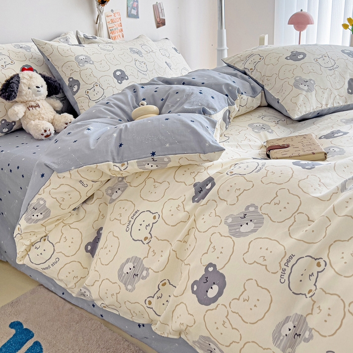 91家纺网 家纺一手货源 找家纺 西引力 2025新款全棉卡通印花四件套 影子熊