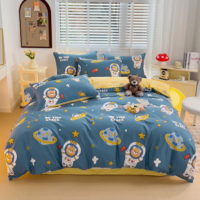 91家纺网 家纺一手货源 找家纺 西引力 2025新款全棉卡通印花四件套 宇航员