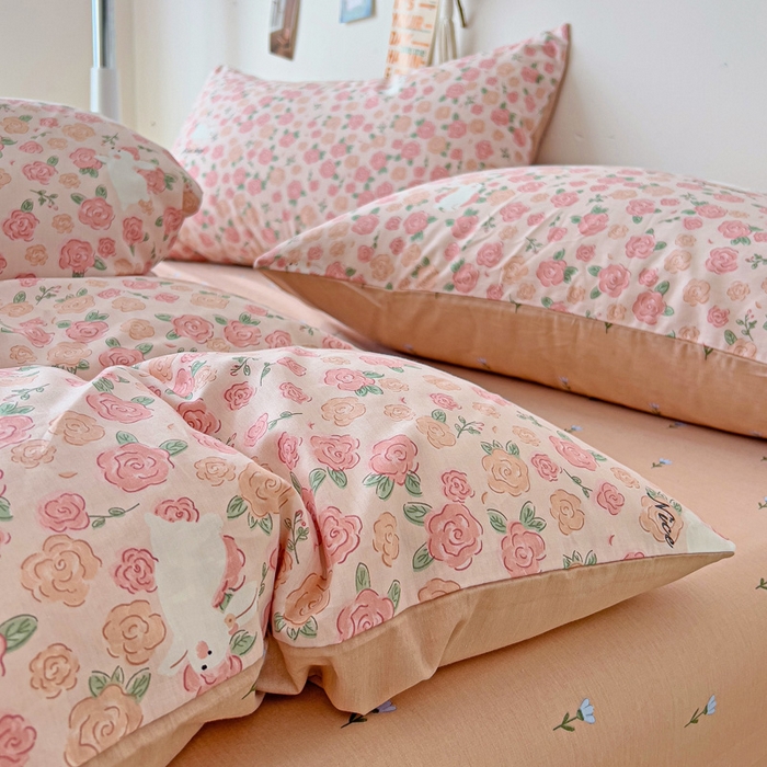 91家纺网 家纺一手货源 找家纺 西引力 2025新款全棉卡通印花四件套 遇见浪漫