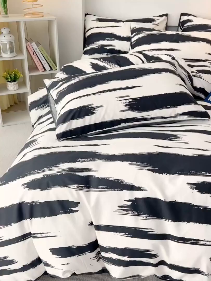 91家纺网 家纺一手货源 找家纺 西引力 2025新款全棉卡通印花四件套 云端