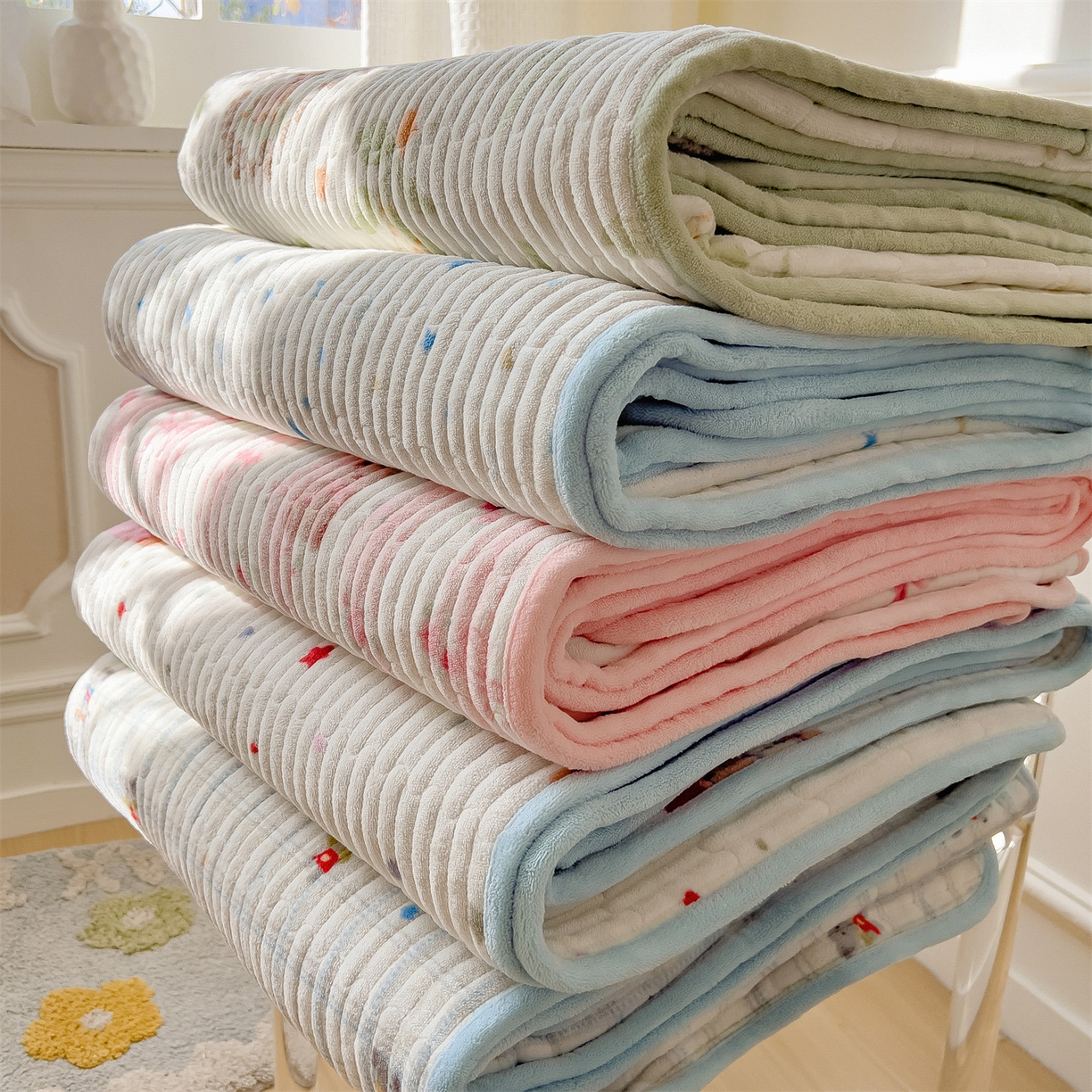 91家纺网 家纺一手货源 找家纺 布卢姆床垫 2025新款双面用抗菌牛奶绒床盖 床盖单件 组合图仅供参考不可下单