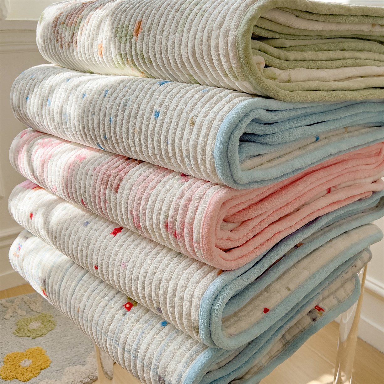 91家纺网 家纺一手货源 找家纺 布卢姆床垫 2025新款双面用抗菌牛奶绒床盖 床盖单件 组合图仅供参考不可下单