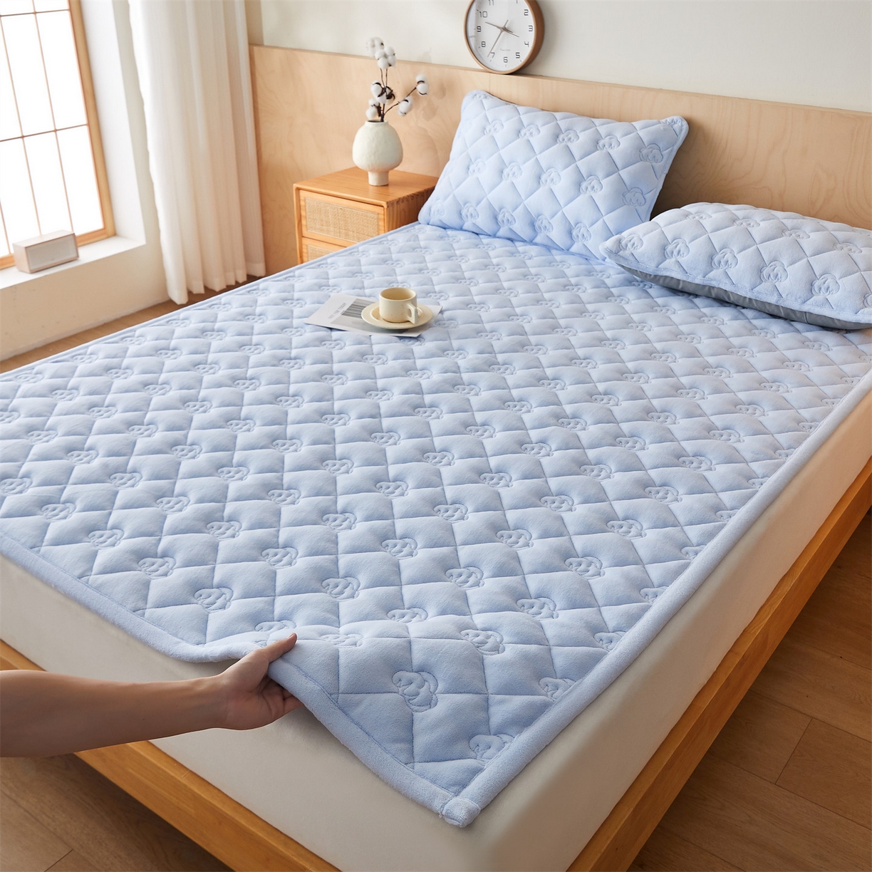 91家纺网 家纺一手货源 找家纺 布卢姆床垫 2025新款牛奶绵绒棉花床褥床护垫-灵蕴 灵蕴-天空蓝