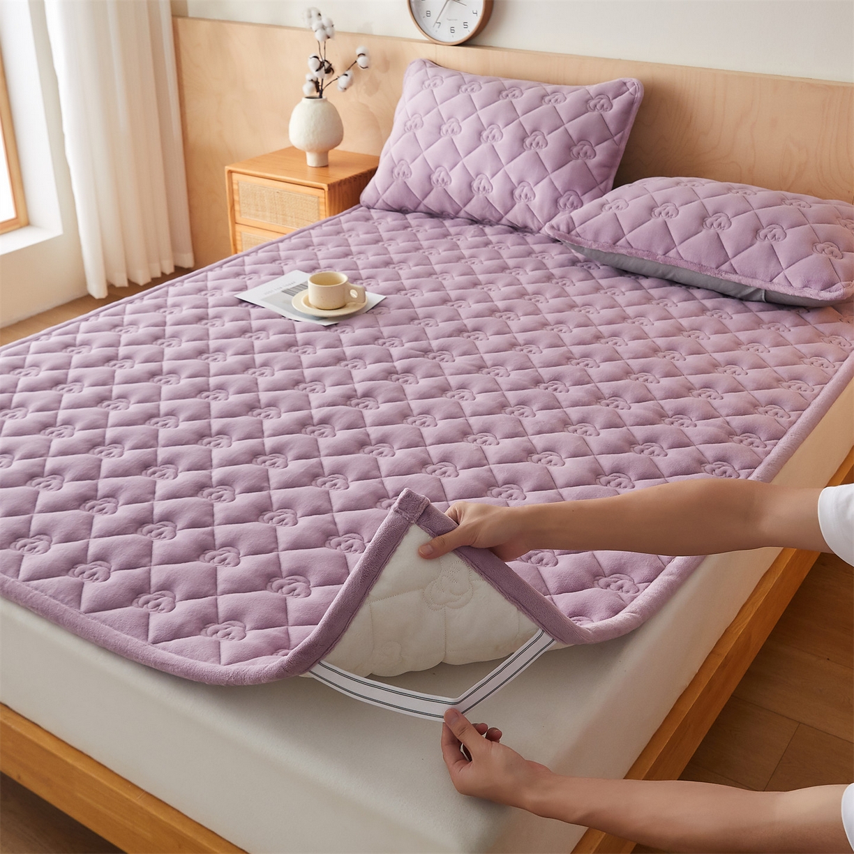 91家纺网 家纺一手货源 找家纺 布卢姆床垫 2025新款牛奶绵绒棉花床褥床护垫-灵蕴 灵蕴-香芋紫