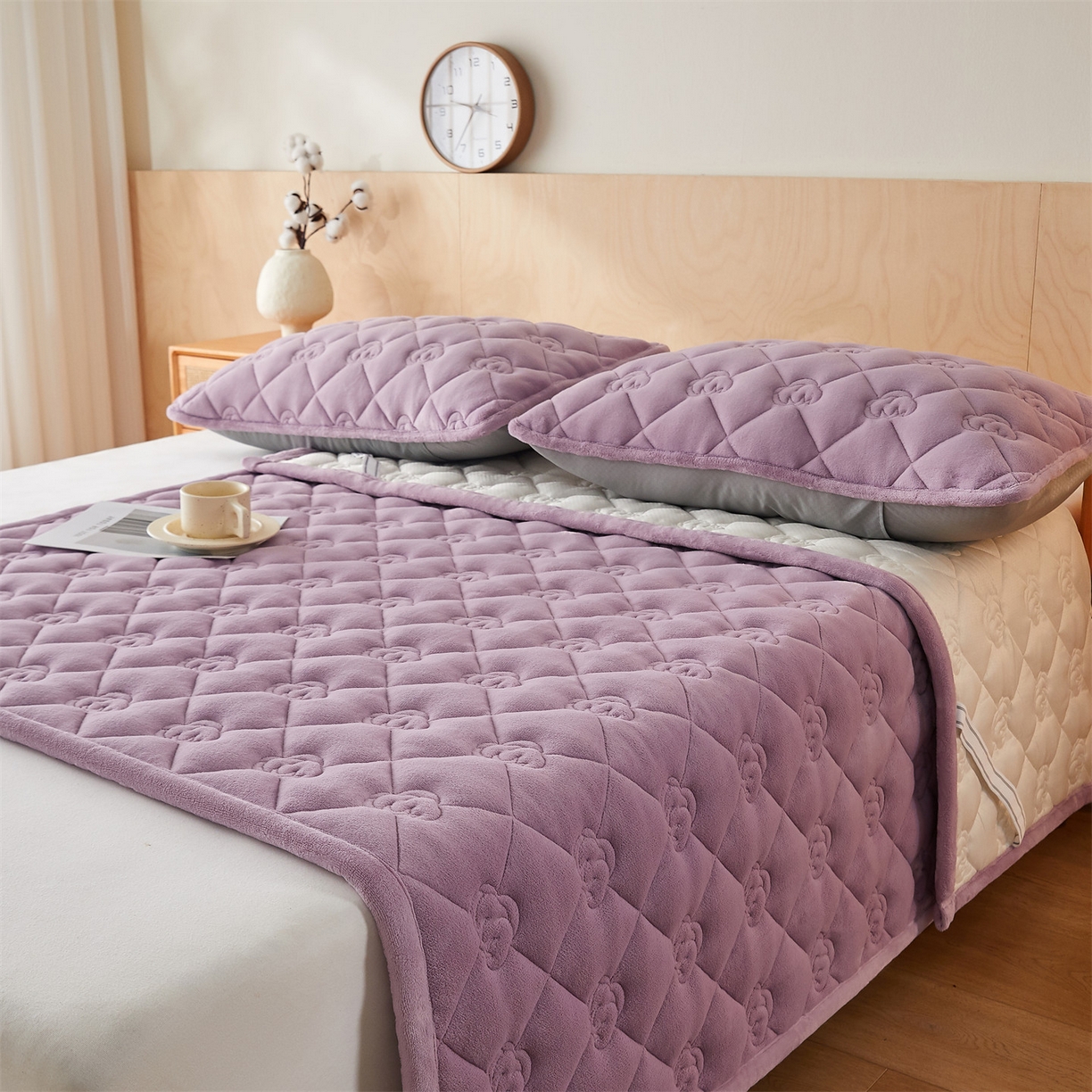 91家纺网 家纺一手货源 找家纺 布卢姆床垫 2025新款牛奶绵绒棉花床褥床护垫-灵蕴 灵蕴-香芋紫