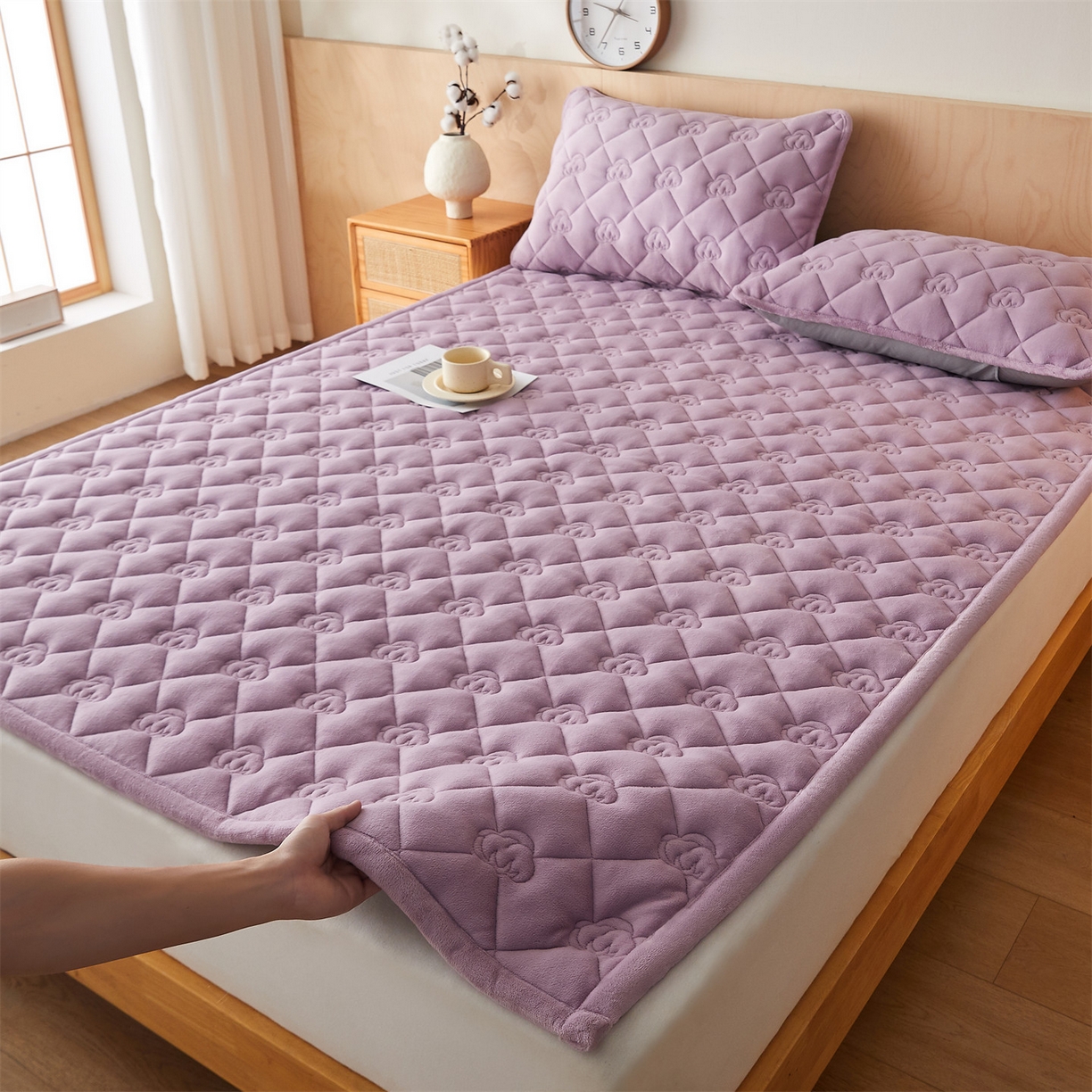 91家纺网 家纺一手货源 找家纺 布卢姆床垫 2025新款牛奶绵绒棉花床褥床护垫-灵蕴 灵蕴-香芋紫
