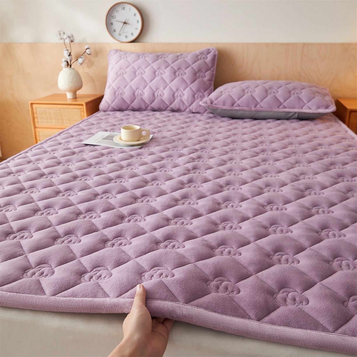 91家纺网 家纺一手货源 找家纺 布卢姆床垫 2025新款牛奶绵绒棉花床褥床护垫-灵蕴 灵蕴-香芋紫