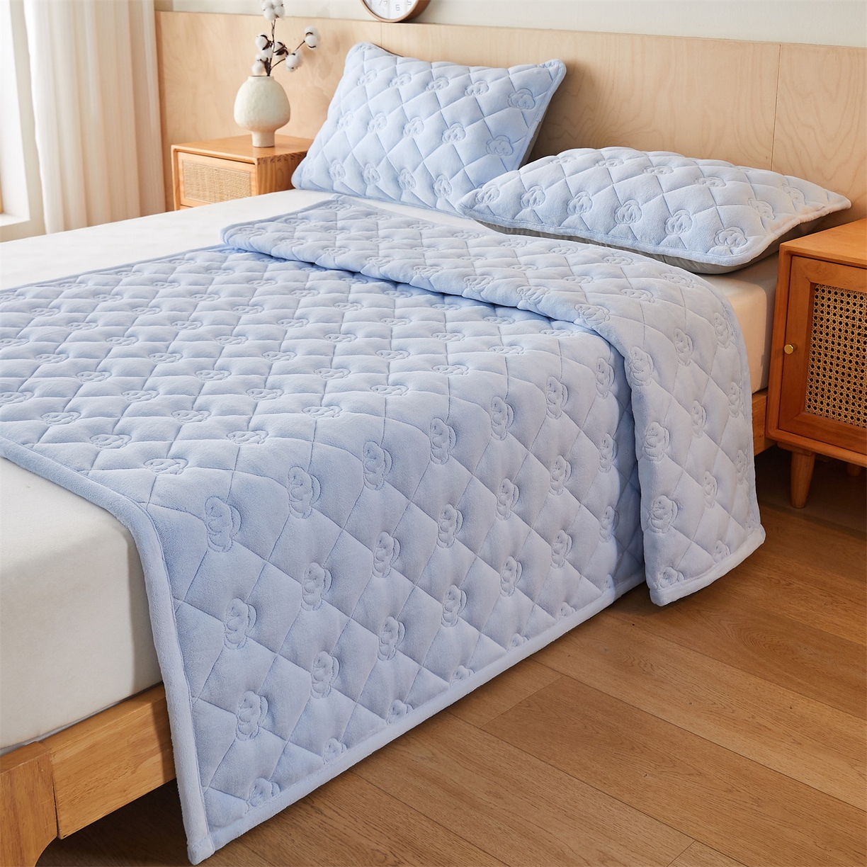 91家纺网 家纺一手货源 找家纺 布卢姆床垫 2025新款牛奶绵绒棉花床褥床护垫-灵蕴 灵蕴-天空蓝