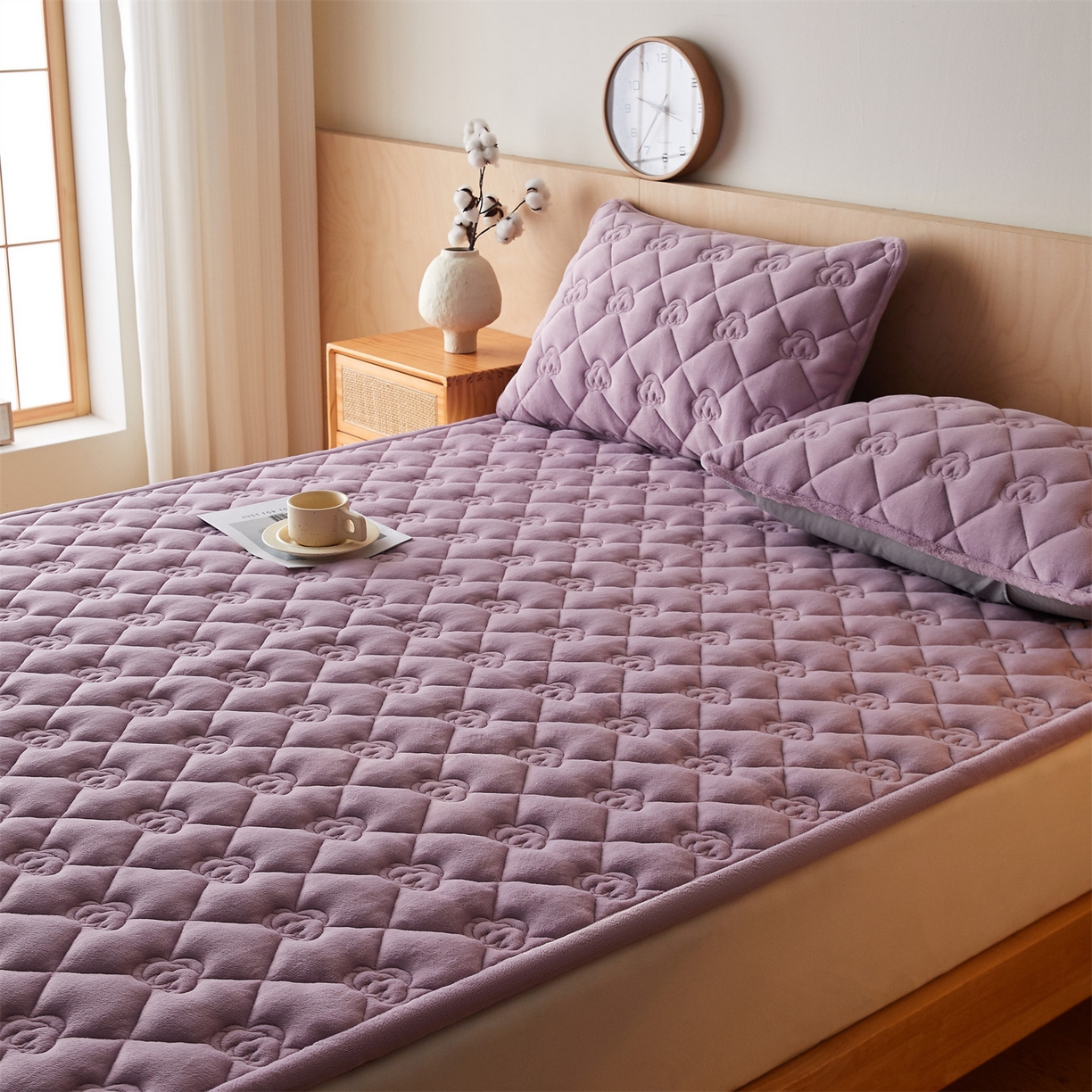 91家纺网 家纺一手货源 找家纺 布卢姆床垫 2025新款牛奶绵绒棉花床褥床护垫-灵蕴 灵蕴-香芋紫