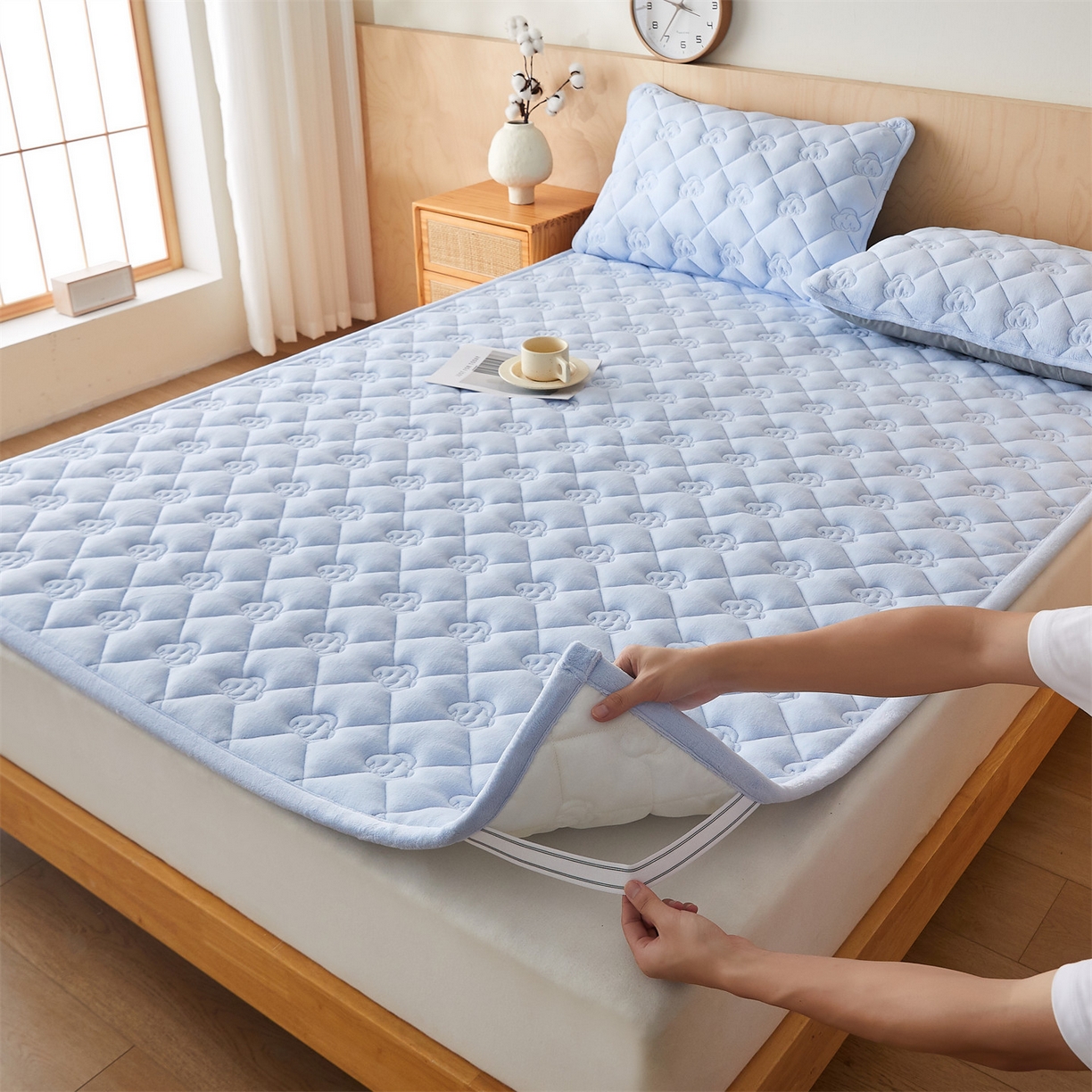 91家纺网 家纺一手货源 找家纺 布卢姆床垫 2025新款牛奶绵绒棉花床褥床护垫-灵蕴 灵蕴-天空蓝