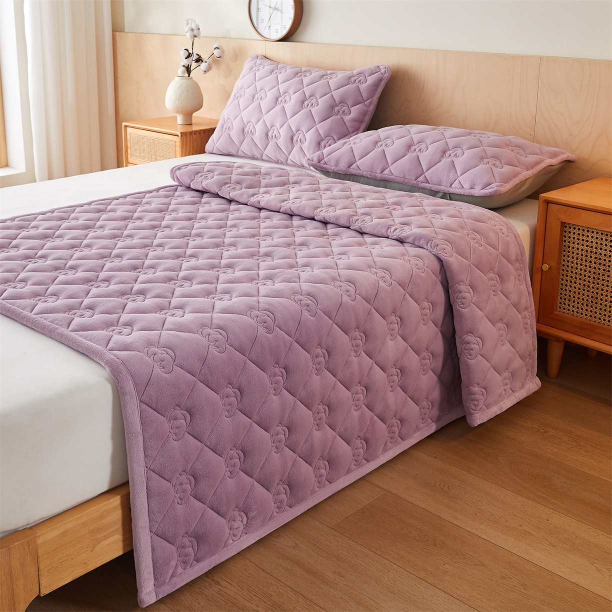 91家纺网 家纺一手货源 找家纺 布卢姆床垫 2025新款牛奶绵绒棉花床褥床护垫-灵蕴 灵蕴-香芋紫