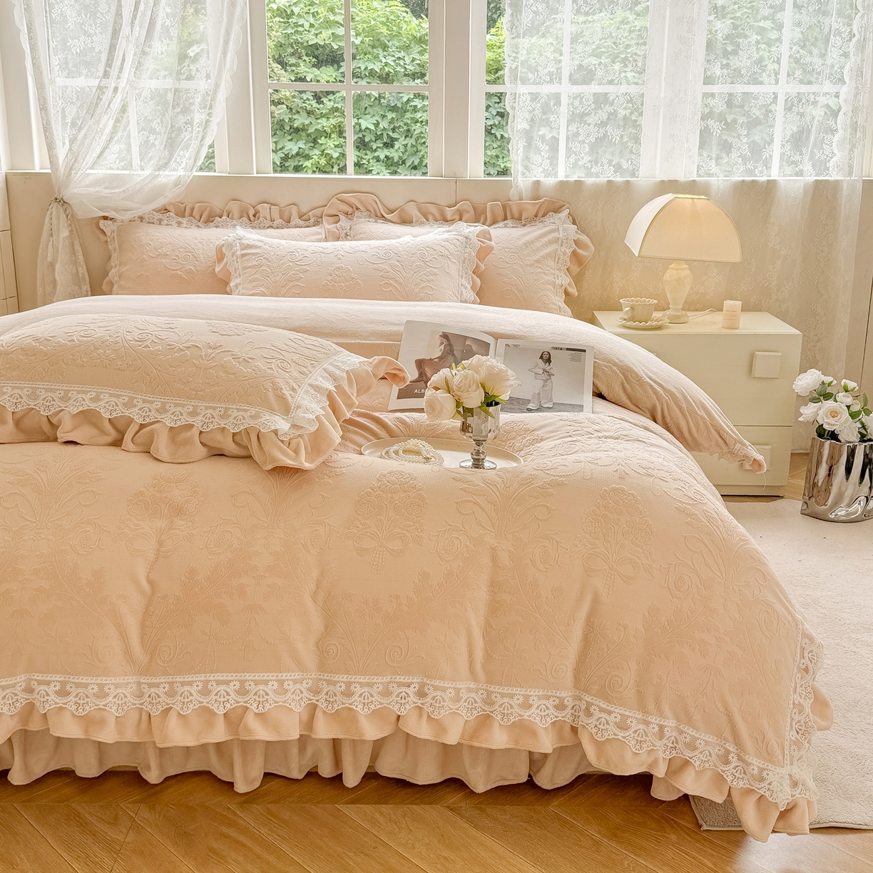 91家纺网 家纺一手货源 找家纺 （总）久久红 2025新款高克重牛奶绒四件套系列