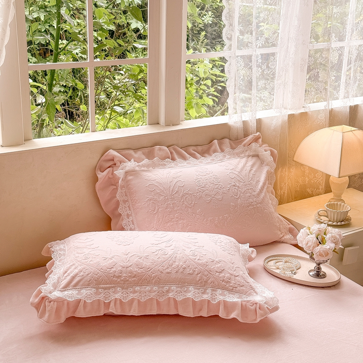 91家纺网 家纺一手货源 找家纺 久久红 2025新款高克重牛奶绒四件套系列 粉玉