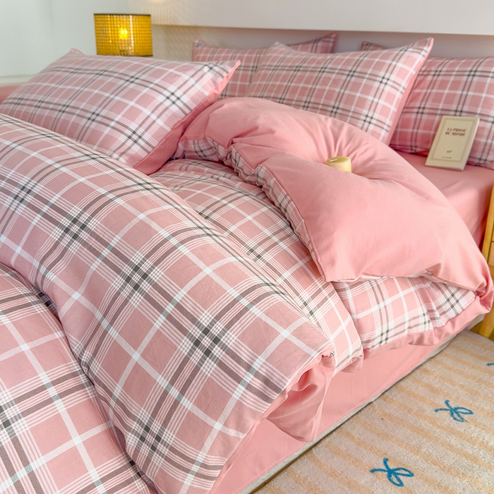 （總）桔禾家紡 2025新款無印風四件套床單床笠被套被罩純色水洗棉學生宿舍床上三件套四件套