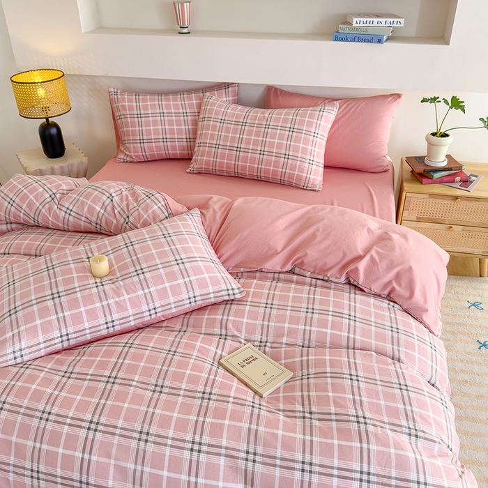 91家纺网 家纺一手货源 找家纺 （总）桔禾家纺 2025新款无印风四件套床单床笠被套被罩纯色水洗棉学生宿舍床上三件套四件套