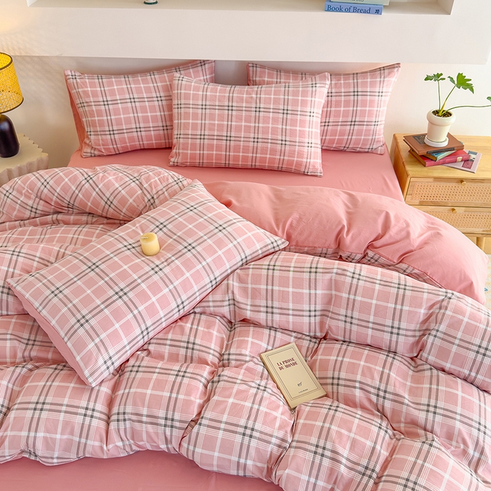 91家纺网 家纺一手货源 找家纺 （总）桔禾家纺 2025新款无印风四件套床单床笠被套被罩纯色水洗棉学生宿舍床上三件套四件套