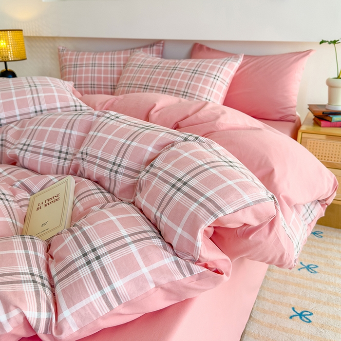 91家纺网 家纺一手货源 找家纺 （总）桔禾家纺 2025新款无印风四件套床单床笠被套被罩纯色水洗棉学生宿舍床上三件套四件套