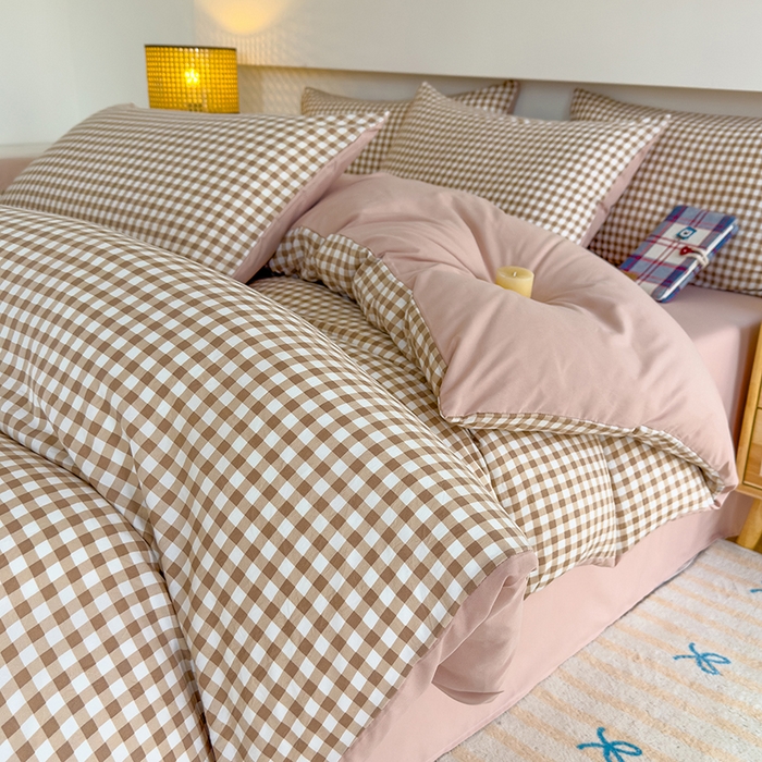 91家纺网 家纺一手货源 找家纺 （总）桔禾家纺 2025新款无印风四件套床单床笠被套被罩纯色水洗棉学生宿舍床上三件套四件套