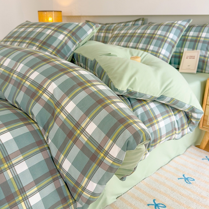 91家纺网 家纺一手货源 找家纺 （总）桔禾家纺 2025新款无印风四件套床单床笠被套被罩纯色水洗棉学生宿舍床上三件套四件套