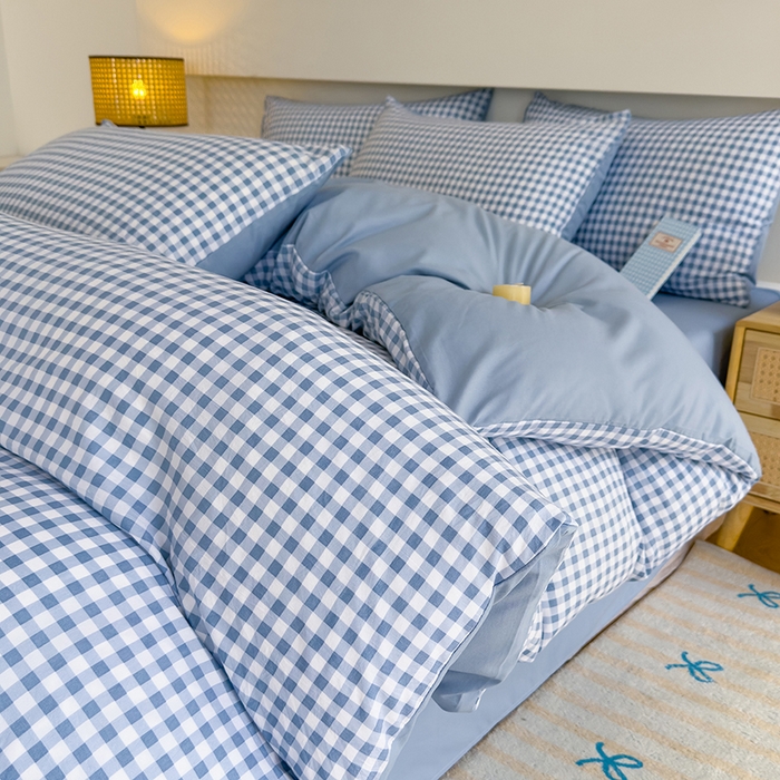 91家纺网 家纺一手货源 找家纺 （总）桔禾家纺 2025新款无印风四件套床单床笠被套被罩纯色水洗棉学生宿舍床上三件套四件套