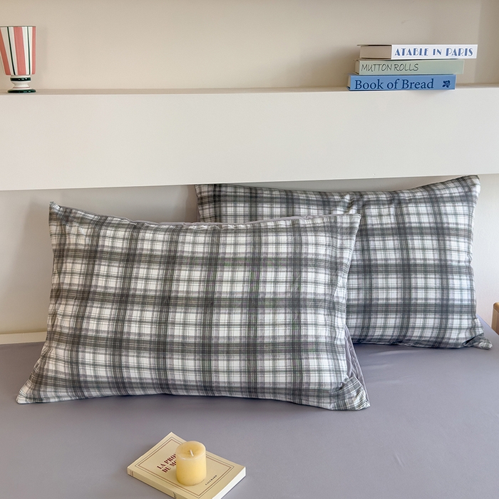 91家纺网 家纺一手货源 找家纺 桔禾家纺 2025新款无印风四件套床单床笠被套被罩纯色水洗棉学生宿舍床上三件套四件套 大灰格