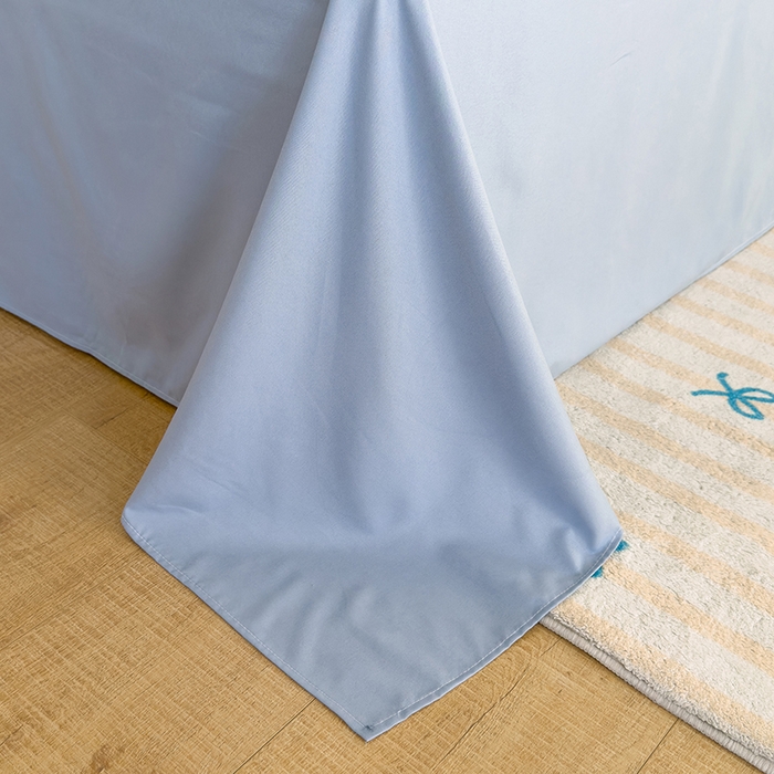 91家纺网 家纺一手货源 找家纺 桔禾家纺 2025新款无印风四件套床单床笠被套被罩纯色水洗棉学生宿舍床上三件套四件套 大蓝格