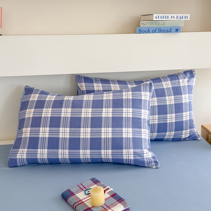 91家纺网 家纺一手货源 找家纺 桔禾家纺 2025新款无印风四件套床单床笠被套被罩纯色水洗棉学生宿舍床上三件套四件套 大紫格