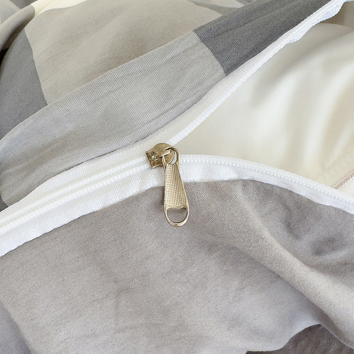 91家纺网 家纺一手货源 找家纺 桔禾家纺 2025新款无印风四件套床单床笠被套被罩纯色水洗棉学生宿舍床上三件套四件套 灰白格