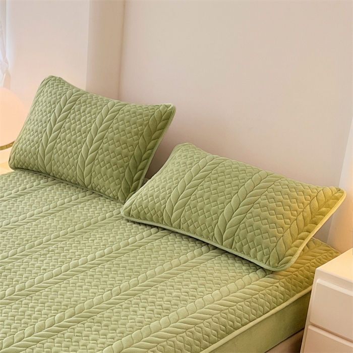 91家纺网 家纺一手货源 找家纺 圣比熊 2025新款A类牛奶绒夹棉枕套单人宿舍枕芯套枕头套一对-轻奢 轻奢包边款-果绿