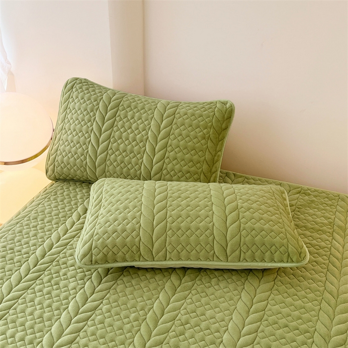 圣比熊 2025新款A类牛奶绒夹棉枕套单人宿舍枕芯套枕头套一对-轻奢 轻奢包边款-果绿