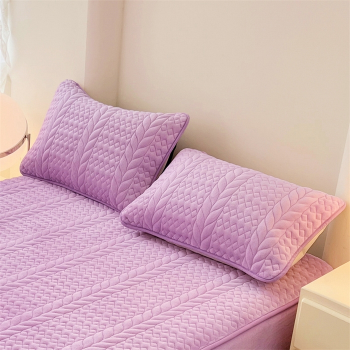 91家纺网 家纺一手货源 找家纺 圣比熊 2025新款A类牛奶绒夹棉枕套单人宿舍枕芯套枕头套一对-轻奢 轻奢包边款-梦幻紫