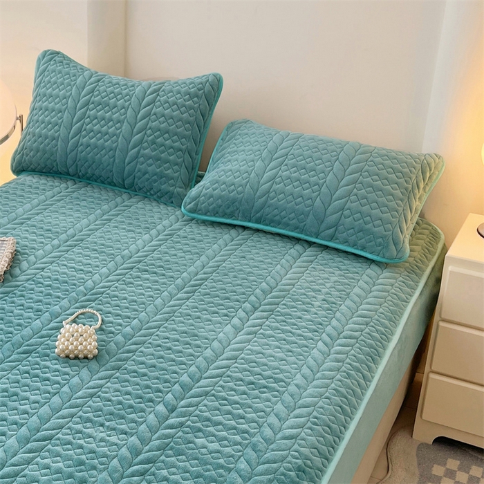 91家纺网 家纺一手货源 找家纺 圣比熊 2025新款A类牛奶绒夹棉枕套单人宿舍枕芯套枕头套一对-轻奢 轻奢包边款-浅水兰