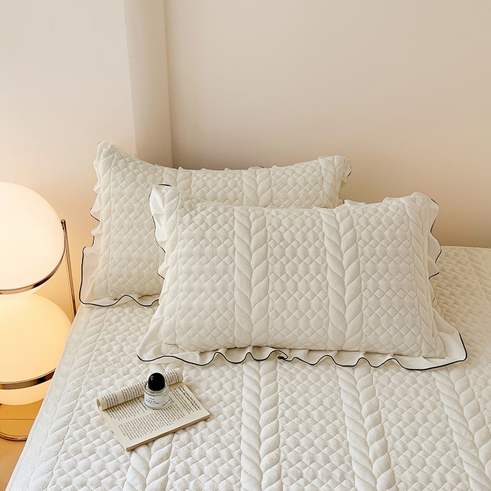 91家纺网 家纺一手货源 找家纺 圣比熊 2025新款A类牛奶绒花边夹棉枕套单人宿舍枕芯套枕头套一对-轻奢 花边轻奢款-象牙白