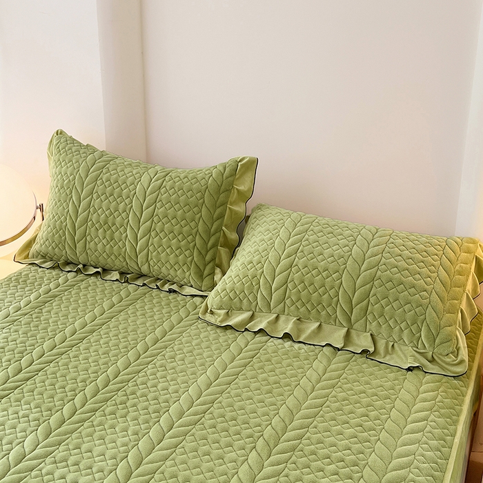 91家纺网 家纺一手货源 找家纺 梦舒羽 2025新款A类牛奶绒花边夹棉枕套单人宿舍枕芯套枕头套一对-轻奢 花边轻奢款-果绿