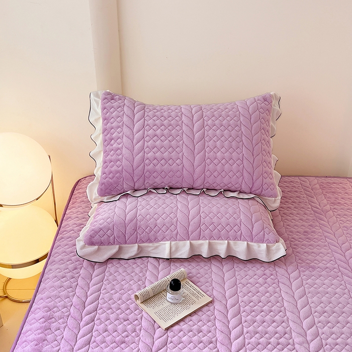 91家纺网 家纺一手货源 找家纺 梦舒羽 2025新款A类牛奶绒花边夹棉枕套单人宿舍枕芯套枕头套一对-轻奢 花边轻奢款-梦幻紫