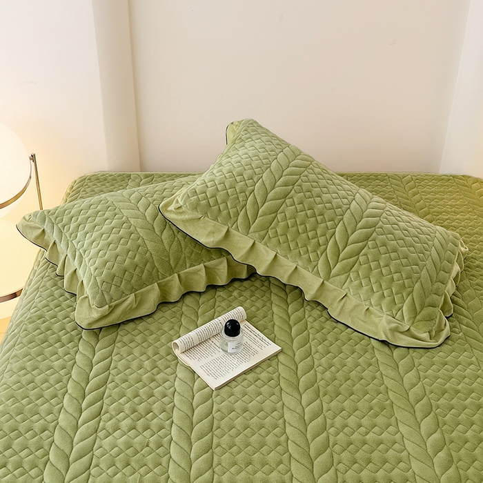 91家纺网 家纺一手货源 找家纺 梦舒羽 2025新款A类牛奶绒花边夹棉枕套单人宿舍枕芯套枕头套一对-轻奢 花边轻奢款-果绿