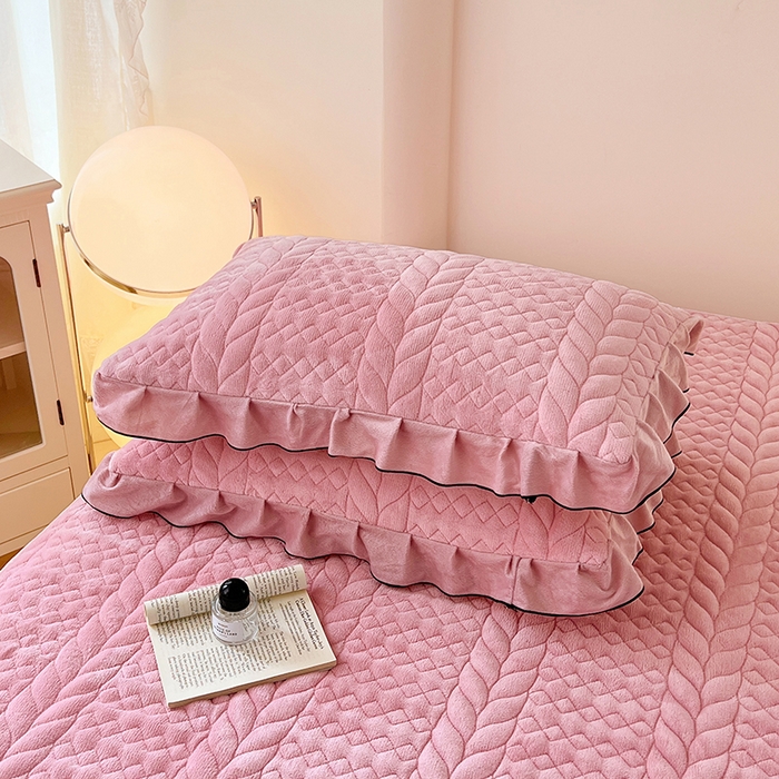 91家纺网 家纺一手货源 找家纺 梦舒羽 2025新款A类牛奶绒花边夹棉枕套单人宿舍枕芯套枕头套一对-轻奢 花边轻奢款-浪漫粉