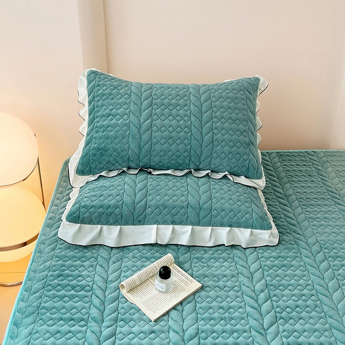 91家纺网 家纺一手货源 找家纺 梦舒羽 2025新款A类牛奶绒花边夹棉枕套单人宿舍枕芯套枕头套一对-轻奢 花边轻奢款-浅水兰