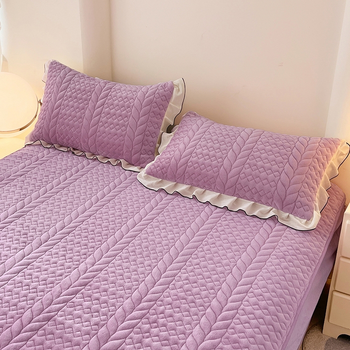 91家纺网 家纺一手货源 找家纺 梦舒羽 2025新款A类牛奶绒花边夹棉枕套单人宿舍枕芯套枕头套一对-轻奢 花边轻奢款-梦幻紫