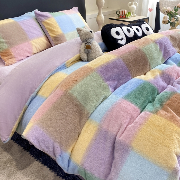 91家纺网 家纺一手货源 找家纺 （总）蝶帕家纺 2025新款兔毛绒印花四件套