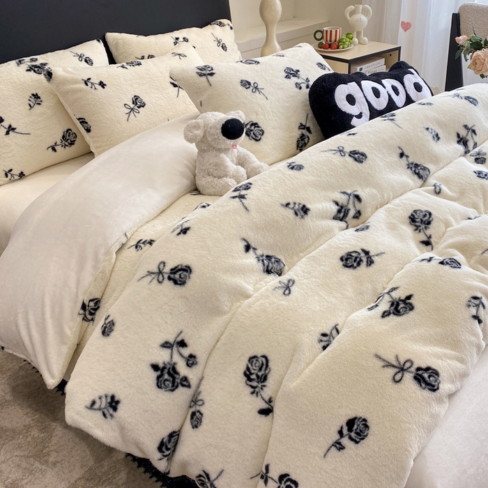 91家纺网 家纺一手货源 找家纺 （总）蝶帕家纺 2025新款兔毛绒印花四件套