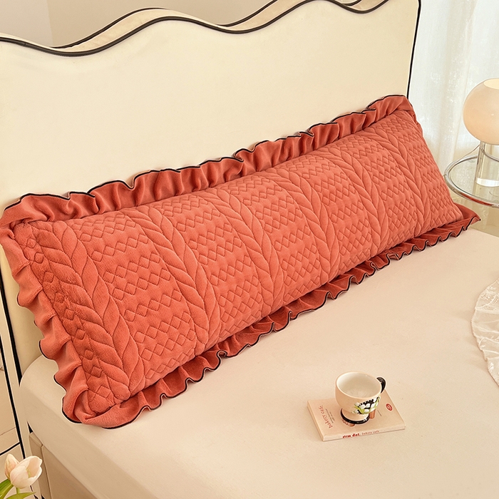 91家纺网 家纺一手货源 找家纺 （总）梦舒羽 2025新款A类牛奶绒夹棉花边枕套情侣双人加长枕芯套枕头套-轻奢