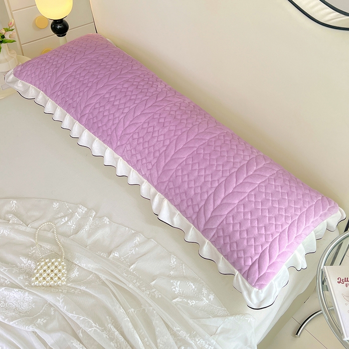 91家纺网 家纺一手货源 找家纺 梦舒羽 2025新款A类牛奶绒夹棉花边枕套情侣双人加长枕芯套枕头套-轻奢 花边轻奢款-梦幻紫